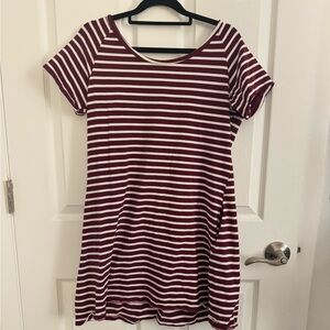 Striped Maroon and White Dress